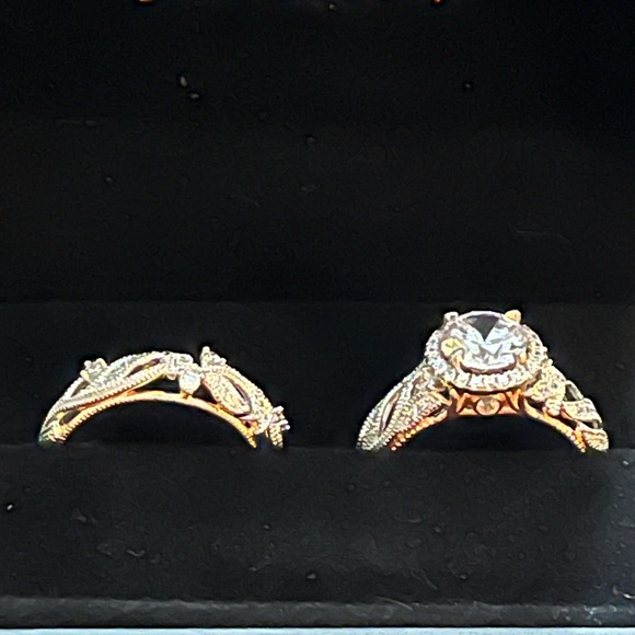 NEW JEULIA LEAF DESIGN ROUND CUT STERLING SILVER RING SET IN 8.5 - Picture 6 of 15